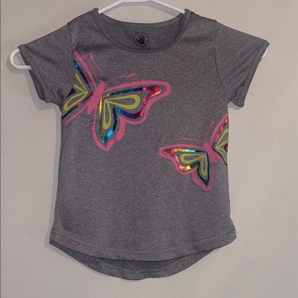 Body Glove Gray T-Shirt with Colorful Butterflies - Picture 1 of 4